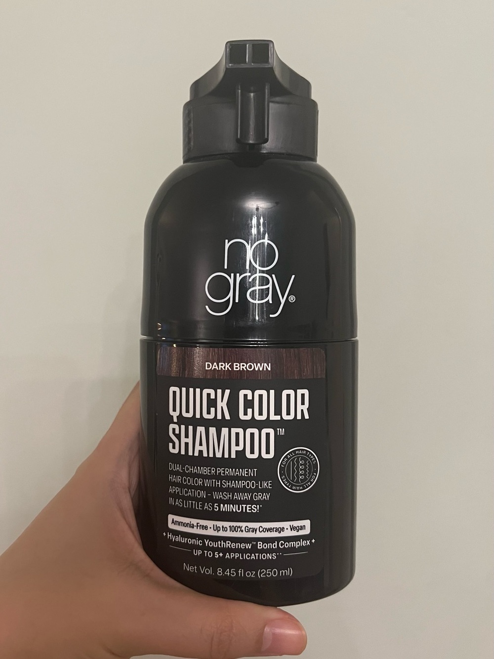 NEW No Gray Permanent Hair Dye Quick Color Shampoo Dark Brown